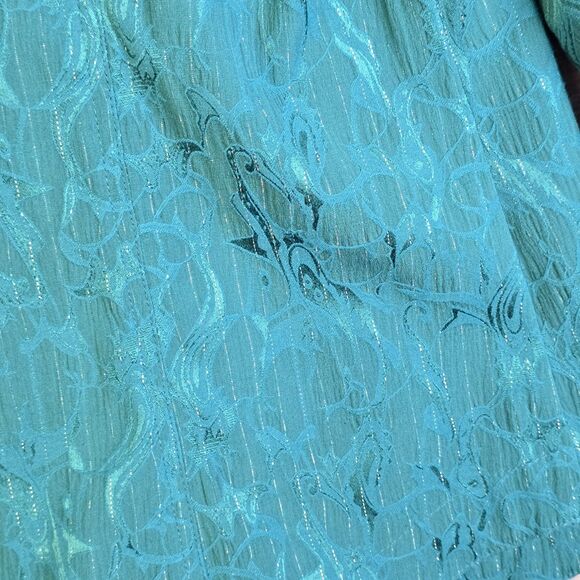 Chicos Additions Teal Textured Button Jacket Size 2 Hip Length Jacquard Workwear - Picture 10 of 16